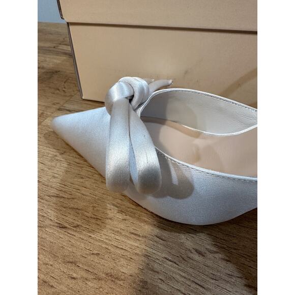 Loeffler Randall Alina Bow Pump Ankle Strap Satin Cream Size 8.5 NIB Chic Classy - Picture 5 of 16